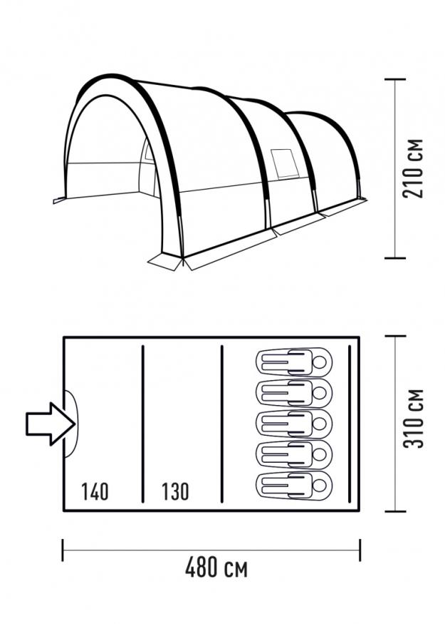 Tonnel Plus 5 палатка TALBERG, серый