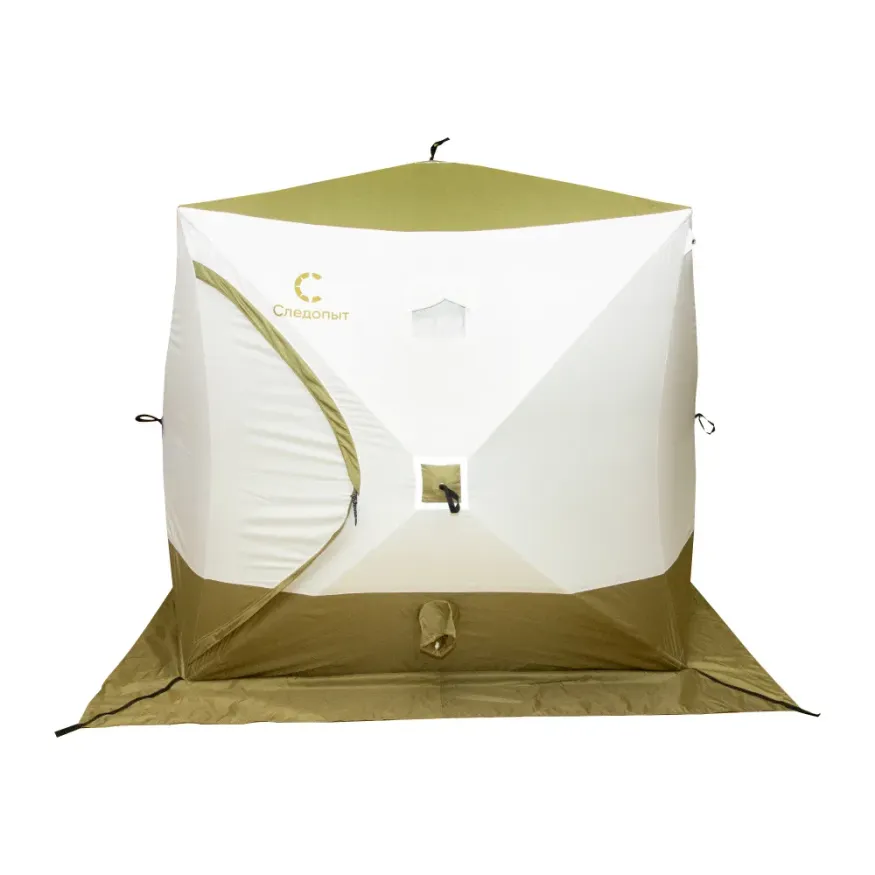 Палатка КУБ 4 Premium 2,1 x 2,1 м (трехслойная), 2 двери, белый/олива