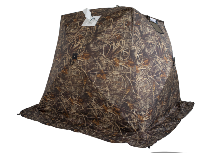 Палатка зимняя КУБ 3 камуфляж (трехслойная) с выводом под трубу