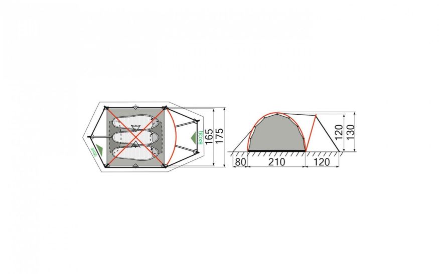 Палатка RockLand Glacier 3 v2, трехместная Alu