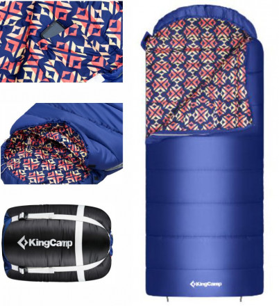 Спальный мешок Superior 400XL -18, синий, левый King Camp