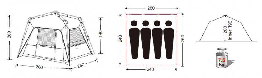 3097 CAMP KING PLUS шатёр кемпинговый, зелёный