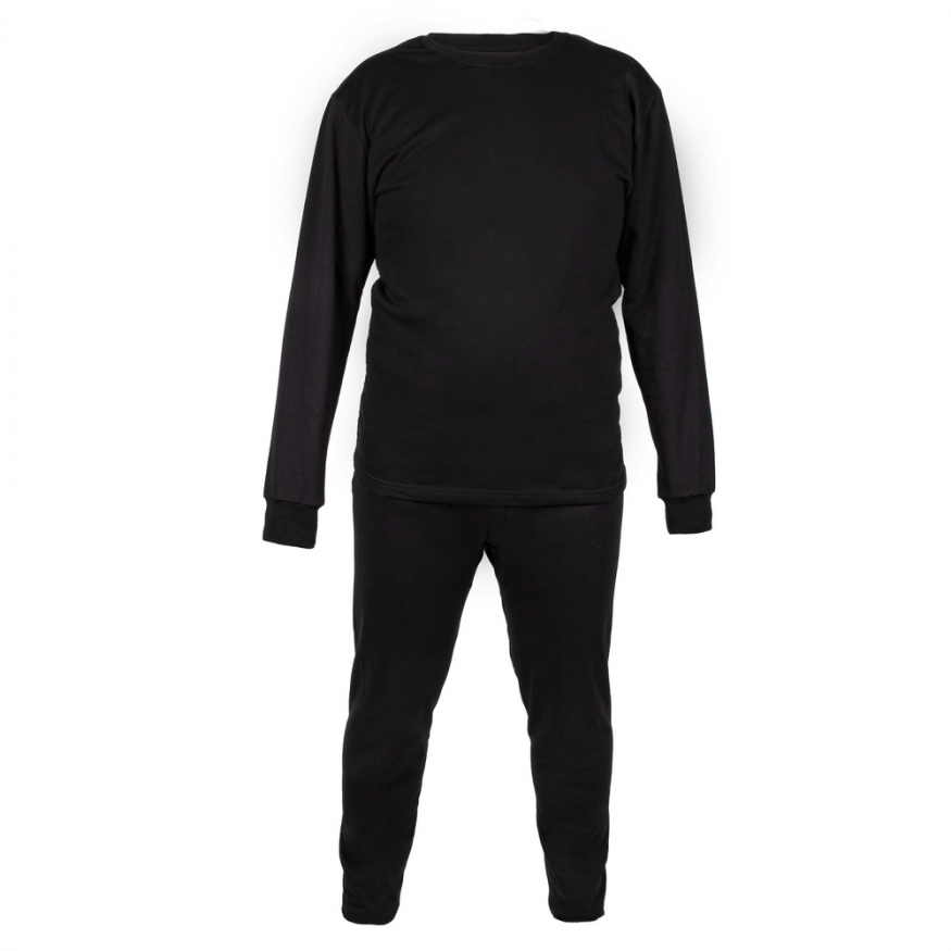 Термобелье с начесом, хб 100%, комплект, до -15°С, цв. черный