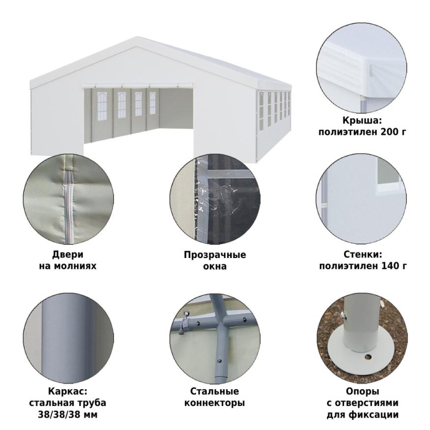 Тент-шатер 3020 6х12х3,4м полиэстер, Green Glade