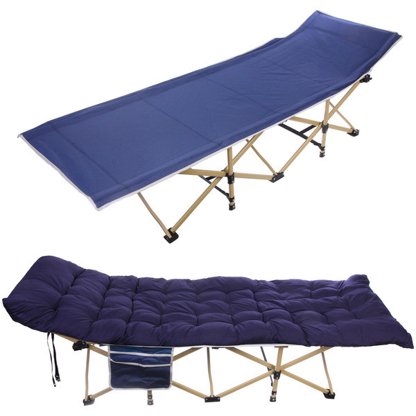 Раскладушка кемпинговая складная с матрасом 188*66*49 см, серый-синий