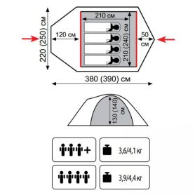 Палатка Tramp Lite Camp 4, зеленый