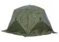 Палатка зимняя ЧУМ 3 (трехслойная, пиксель с выводом под трубу и навесом)