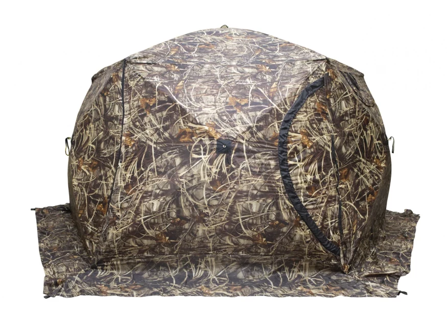 Палатка зимняя ЧУМ 2 (трехслойная, камыш с выводом под трубу и навесом)