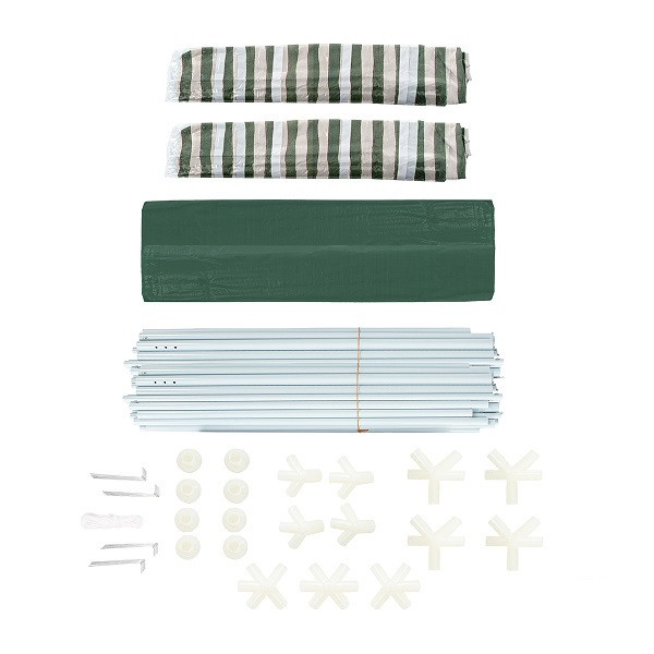 Тент садовый из полиэтилена 9x3x2,5 (8 стенок с окошками)